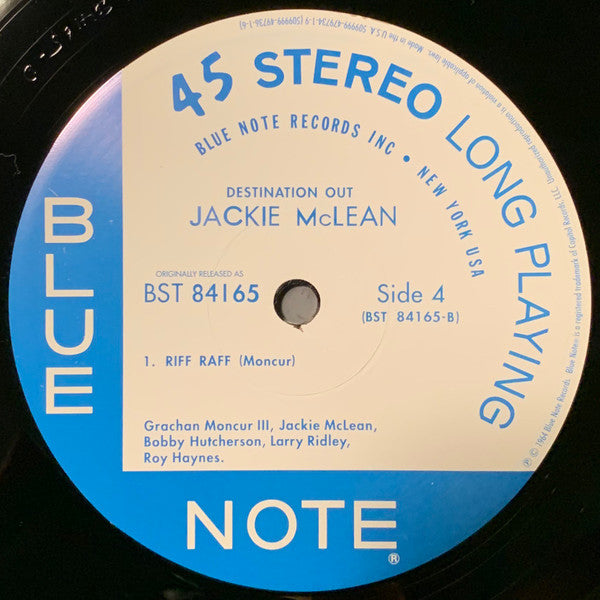 Jackie McLean - Destination... Out! (2xVinyl, 12", 45 RPM, Album, Limited Edition, Reissue, Remastered, Stereo) Very Good (VG) / Very Good Plus (VG+)