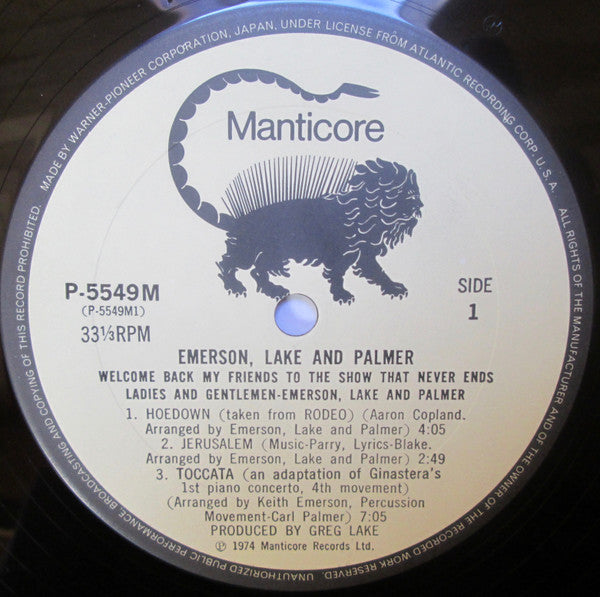 Emerson, Lake & Palmer - Welcome Back My Friends To The Show That Never Ends - Ladies And Gentlemen (3xVinyl, LP, Album, Reissue) Very Good Plus (VG+) / Very Good Plus (VG+)