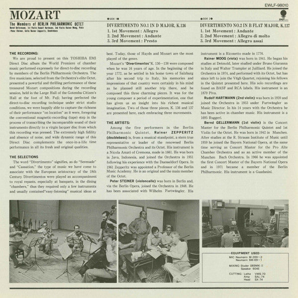 Wolfgang Amadeus Mozart - Divertimentos Nos. 1 & 2 (Vinyl, LP, Album) Very Good Plus (VG+) / Very Good (VG)