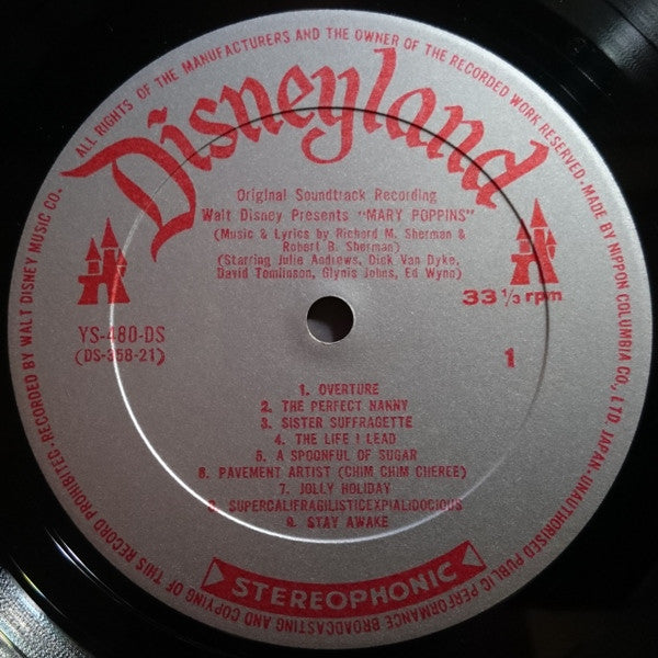 Various - Walt Disney Presents Mary Poppins (Original Soundtrack Recording) (Vinyl, LP, Album, Stereo) Good Plus (G+) / Very Good Plus (VG+)