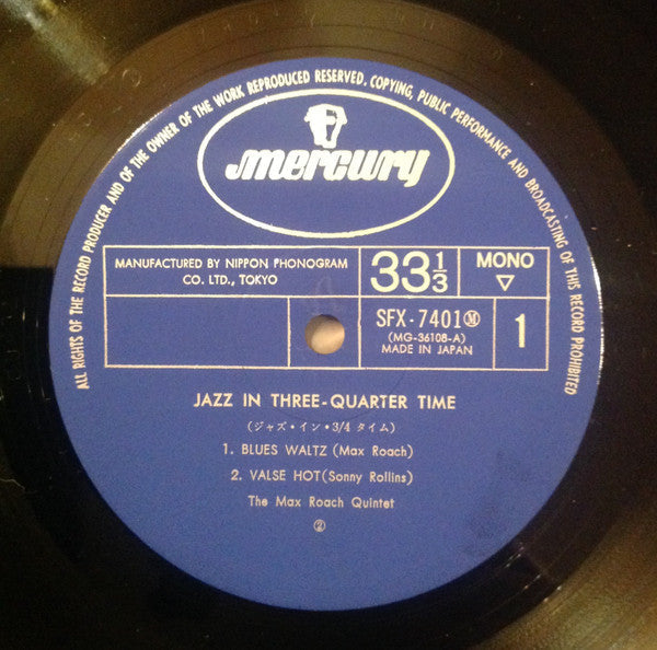Max Roach - Jazz In 3/4 Time (Vinyl, LP, Album, Reissue, Mono) Very Good Plus (VG+) / Very Good (VG)