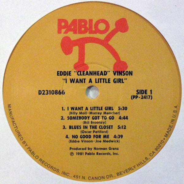 Eddie "Cleanhead" Vinson - I Want A Little Girl (Vinyl, LP, Album, Stereo) Very Good (VG) / Good Plus (G+)