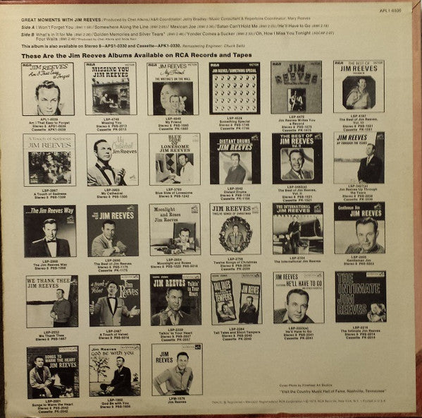 Jim Reeves - Great Moments With Jim Reeves (Vinyl, LP, Compilation) Very Good Plus (VG+) / Very Good Plus (VG+)