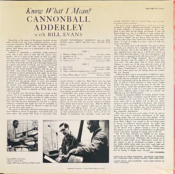 Cannonball Adderley - Know What I Mean? (Vinyl, LP, Album, Reissue, Stereo) Good Plus (G+) / Very Good (VG)