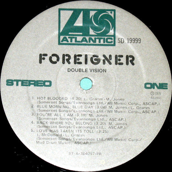Foreigner - Double Vision (Vinyl, LP, Album, Repress, Stereo) Good Plus (G+) / Very Good (VG)