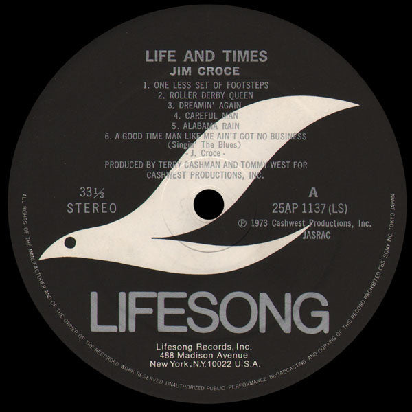Jim Croce - Life And Times (Vinyl, LP, Album, Reissue) Very Good Plus (VG+) / Very Good Plus (VG+)