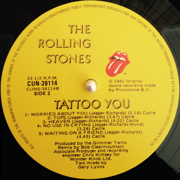 The Rolling Stones - Tattoo You (Vinyl, LP, Album) Good Plus (G+) / Very Good (VG)