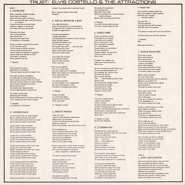 Elvis Costello & The Attractions - Trust (Vinyl, LP, Album) Very Good Plus (VG+) / Very Good Plus (VG+)