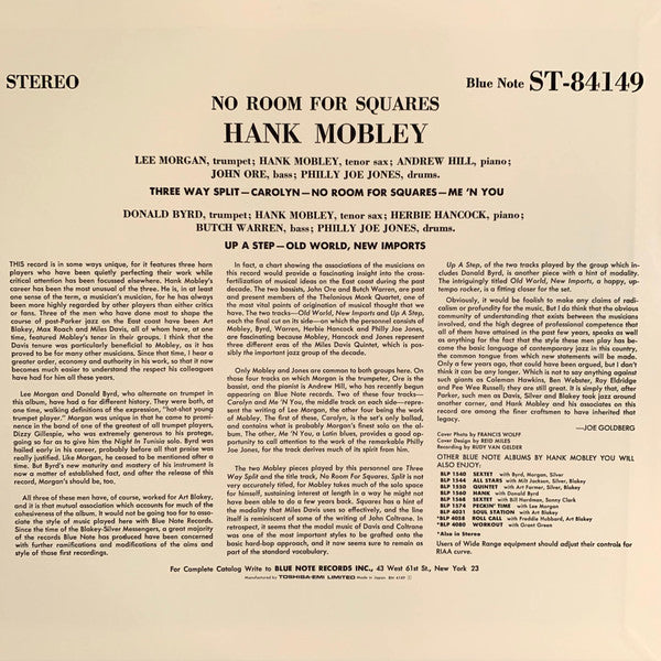 Hank Mobley - No Room For Squares (Vinyl, LP, Album, Stereo, Reissue, Limited Edition) Near Mint (NM or M-) / Near Mint (NM or M-)