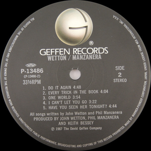John Wetton - Wetton Manzanera (Vinyl, LP, Album) Very Good (VG) / Very Good Plus (VG+)