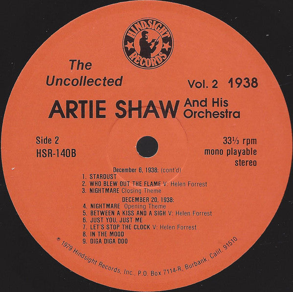 Artie Shaw And His Orchestra - The Uncollected Artie Shaw, Vol. 2, 1938 (Vinyl, LP, Album, Mono) Very Good Plus (VG+) / Very Good Plus (VG+)