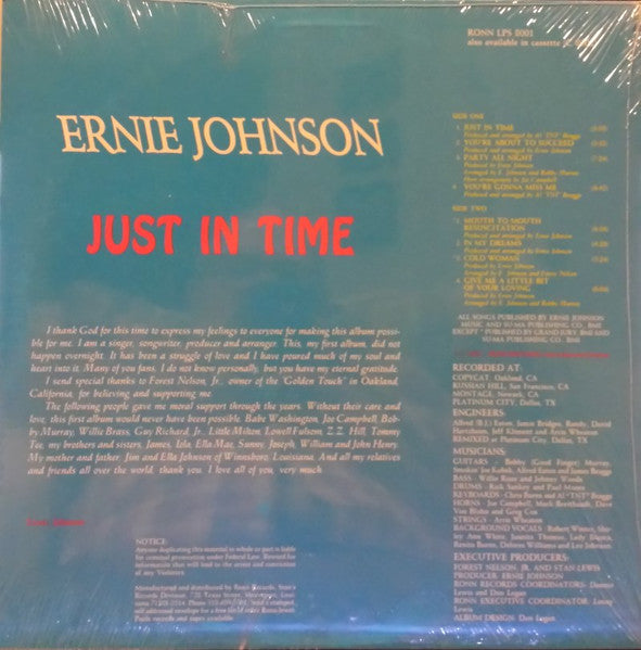 Ernie Johnson (2) - Just In Time (Vinyl, LP) Near Mint (NM or M-) / Near Mint (NM or M-)