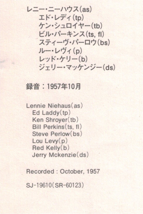 Lennie Niehaus - I Swing For You (Vinyl, LP, Album, Reissue, Stereo) Very Good Plus (VG+) / Very Good Plus (VG+)