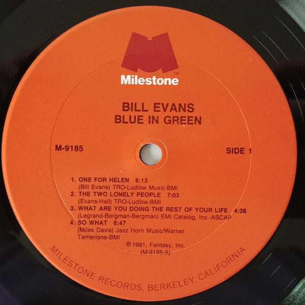 Bill Evans - Blue In Green - The Concert In Canada (Vinyl, LP, Album) Very Good Plus (VG+) / Very Good (VG)