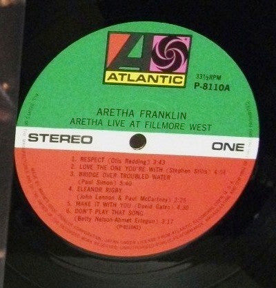 Aretha Franklin - Live At Fillmore West (Vinyl, LP, Album, Stereo) Very Good Plus (VG+) / Very Good (VG)