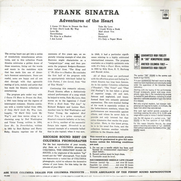 Frank Sinatra - Adventures Of The Heart (Vinyl, LP, Compilation, Reissue) Near Mint (NM or M-) / Very Good Plus (VG+)