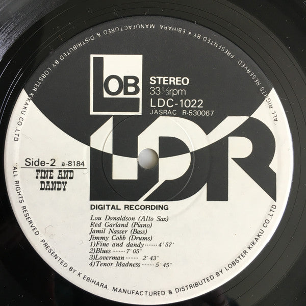 Lou Donaldson - Fine And Dandy Live In Digital Recording (Vinyl, LP, Album, Stereo) Very Good Plus (VG+) / Very Good Plus (VG+)