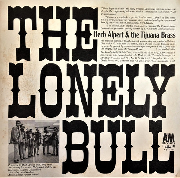 Herb Alpert & The Tijuana Brass - The Lonely Bull (Vinyl, LP, Album, Repress, Stereo) Good Plus (G+) / Very Good (VG)