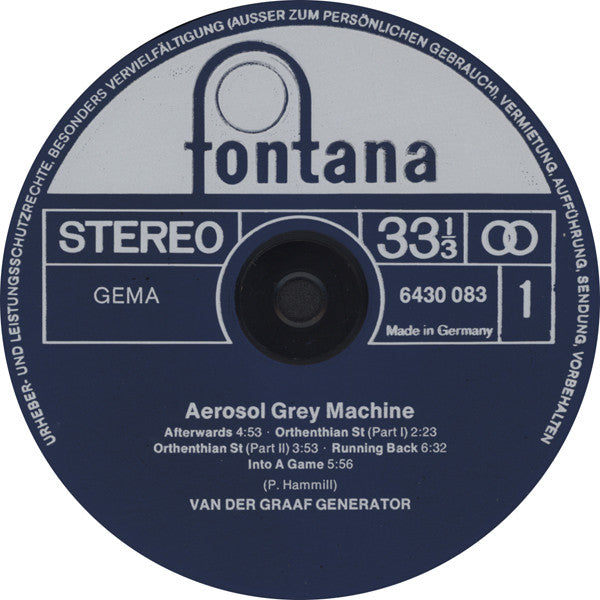 Van Der Graaf Generator - The Aerosol Gray Machine (Vinyl, LP, Album, Reissue) Near Mint (NM or M-) / Very Good Plus (VG+)