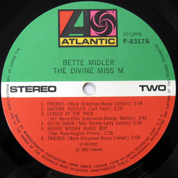 Bette Midler - The Divine Miss M (Vinyl, LP, Album, Stereo)