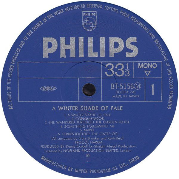 Procol Harum - A Whiter Shade Of Pale  = 青い影 (Vinyl, LP, Album, Rei...