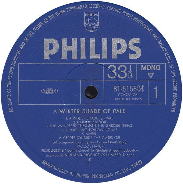 Procol Harum - A Whiter Shade Of Pale  = 青い影 (Vinyl, LP, Album, Rei...