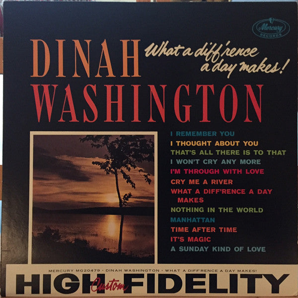 Dinah Washington - What A Diff'rence A Day Makes! (Vinyl, LP, Album, Reissue, Mono) Very Good Plus (VG+) / Very Good (VG)