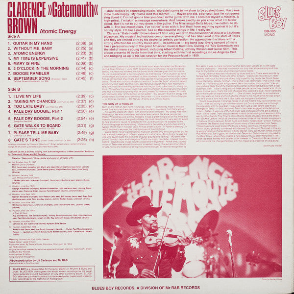 Clarence "Gatemouth" Brown - Atomic Energy (Vinyl, LP, Compilation, Mono) Very Good (VG) / Very Good (VG)