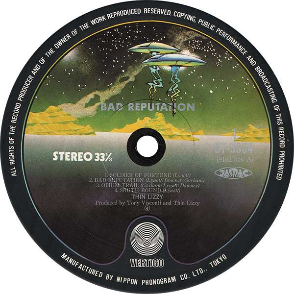 Thin Lizzy - Bad Reputation (Vinyl, LP, Album, Reissue) Very Good Plus (VG+) / Very Good (VG)