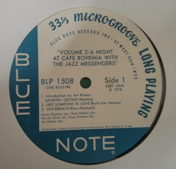 Art Blakey & The Jazz Messengers - At The Cafe Bohemia Volume 2 (Vinyl, LP, Album, Mono, Reissue) Very Good (VG) / Very Good (VG)