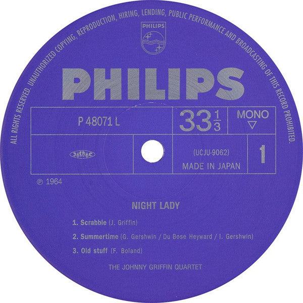 The Johnny Griffin Quartet - Night Lady (Vinyl, LP, Album, Reissue, Remastered, Limited Edition, Mono) Very Good Plus (VG+) / Very Good Plus (VG+)