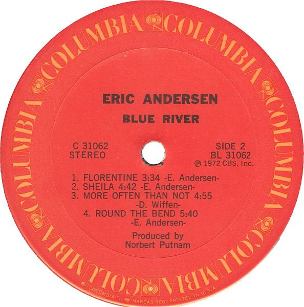 Eric Andersen (2) - Blue River (Vinyl, LP, Album) Good Plus (G+) / Very Good (VG)