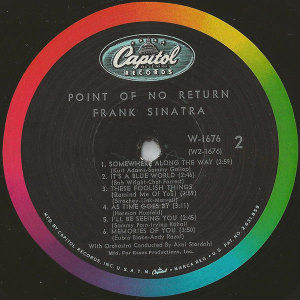 Frank Sinatra - Point Of No Return (Vinyl, LP, Album, Mono) Good Plus (G+) / Good (G)