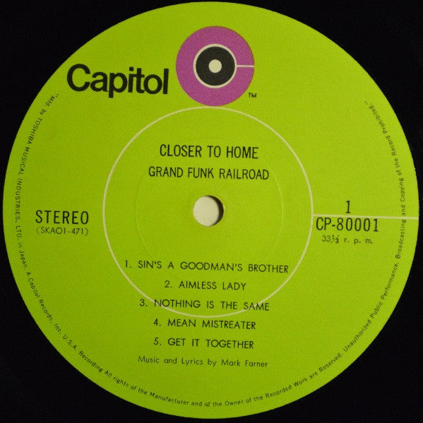 Grand Funk Railroad - Closer To Home (Vinyl, LP, Album, Stereo)