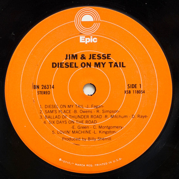 Jim & Jesse - Diesel On My Tail (Vinyl, LP, Album, Reissue, Stereo) Very Good (VG) / Very Good (VG)