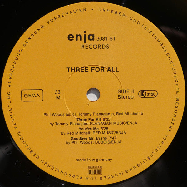Phil Woods - Three For All (Vinyl, LP, Album, Stereo) Near Mint (NM or M-) / Very Good Plus (VG+)