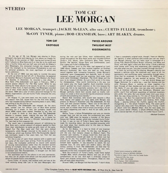 Lee Morgan - Tom Cat (Vinyl, LP, Album, Stereo) Very Good Plus (VG+) / Very Good Plus (VG+)