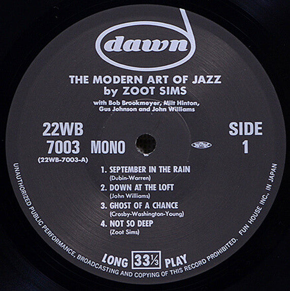 Zoot Sims - The Modern Art Of Jazz (Vinyl, LP, Album, Limited Edition, Reissue, Mono) Very Good Plus (VG+) / Very Good Plus (VG+)