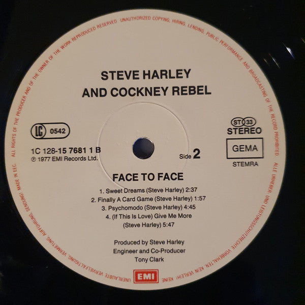 Steve Harley & Cockney Rebel - Face To Face (2xVinyl, LP, Album, Reissue) Very Good (VG) / Very Good Plus (VG+)