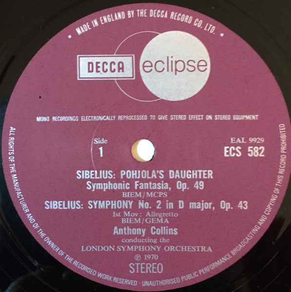 Jean Sibelius - Symphony No. 2 In D Major - Pohjola's Daughter (Vinyl, LP, Reissue) Very Good Plus (VG+) / Very Good Plus (VG+)