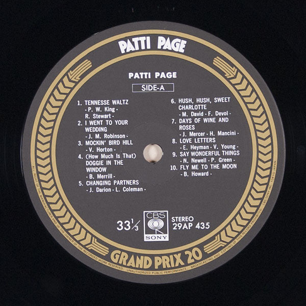 Patti Page - Grand Prix 20 (Vinyl, LP, Compilation) Very Good (VG) / Good Plus (G+)