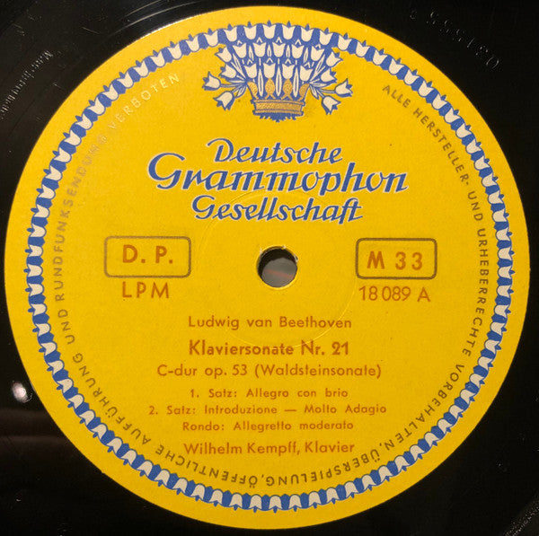 Ludwig van Beethoven - Klaviersonate Nr. 21 C-Dur Op. 53 (Waldstein- Sonate) / Klaviersonate Nr. 22 F-Dur Op. 54 (Vinyl, LP, Mono) Good Plus (G+) / Very Good (VG)