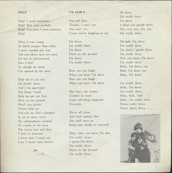 The Beatles - Help! / I'm Down (Vinyl, 7", 45 RPM, Single, Reissue) Very Good (VG) / Very Good Plus (VG+)