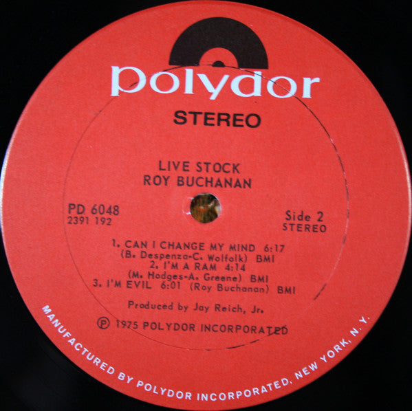 Roy Buchanan - Live Stock (Vinyl, LP, Album, Stereo) Very Good Plus (VG+) / Very Good Plus (VG+)