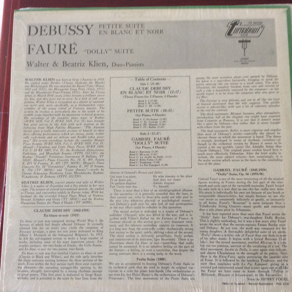 Claude Debussy - Petite Suite / En Blanc Et Noir / "Dolly" Suite (Vinyl, LP, Stereo) Good Plus (G+) / Very Good Plus (VG+)