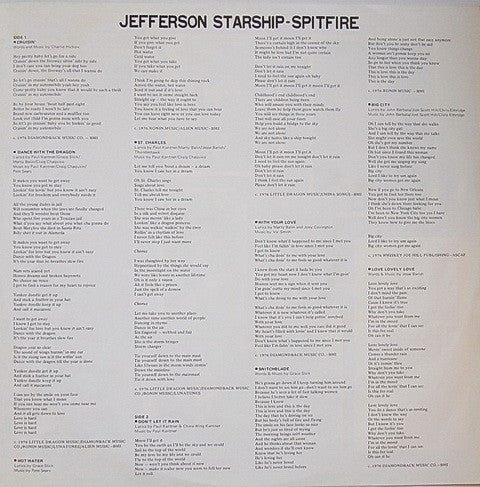 Jefferson Starship - Spitfire (Vinyl, LP, Album) Very Good Plus (VG+) / Very Good (VG)