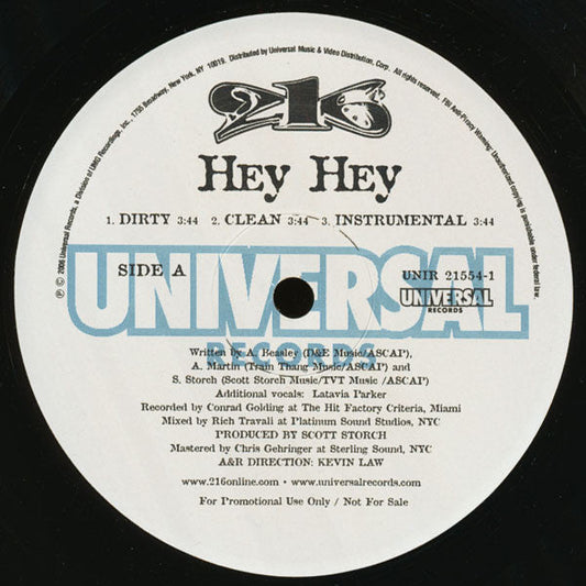 216 - Hey Hey / Like This Boi (Vinyl, 12", Promo) Very Good Plus (VG+) / Very Good (VG)
