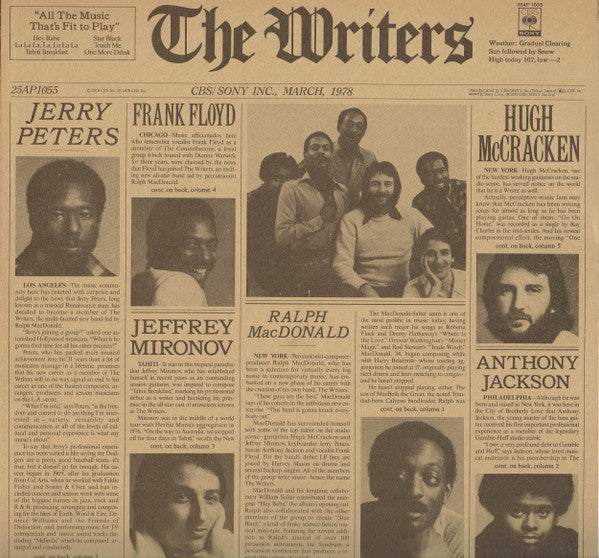 The Writers (2) - The Writers (Vinyl, LP, Album, Stereo) Very Good (VG) / Very Good Plus (VG+)