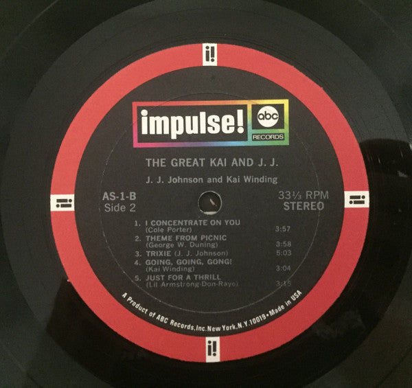 J.J. Johnson - The Great Kai & J. J. (Vinyl, LP, Album, Stereo) Very Good (VG) / Very Good Plus (VG+)