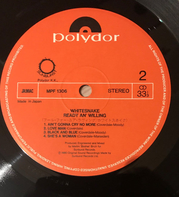 Whitesnake - Ready An' Willing (Vinyl, LP, Album, Stereo)